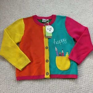Frugi Happy Colorblock kids knit cardigan